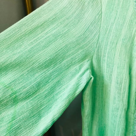 70s Green piece dyed dress【01105】