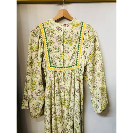 70s Floral flare sleeve maxi dress【01076】