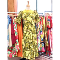 Yellow African batik dress【01186】