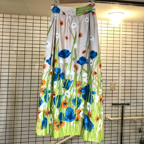 70s Floral maxi skirt【01279】