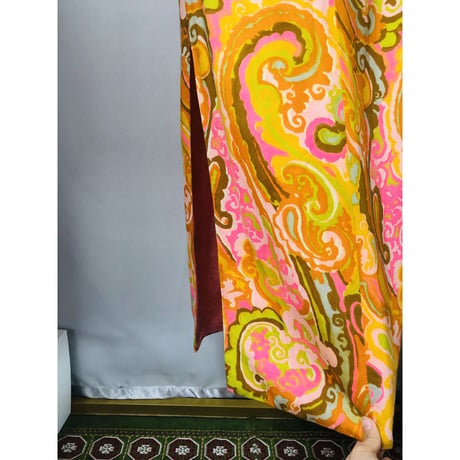 Orange psychedelic maxi dress【00717】