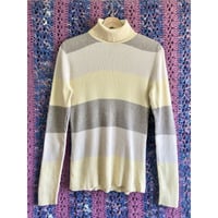 Yellow border rib turtle knit sweater【01365】