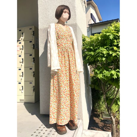 60s Flower print maxi dress【00721】