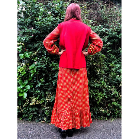 80s Red knit vest【00406】