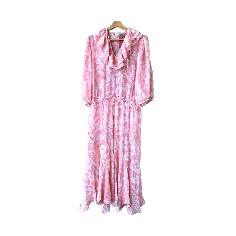 Susan Freis Pink ruffle dress【01280】 | Vintage