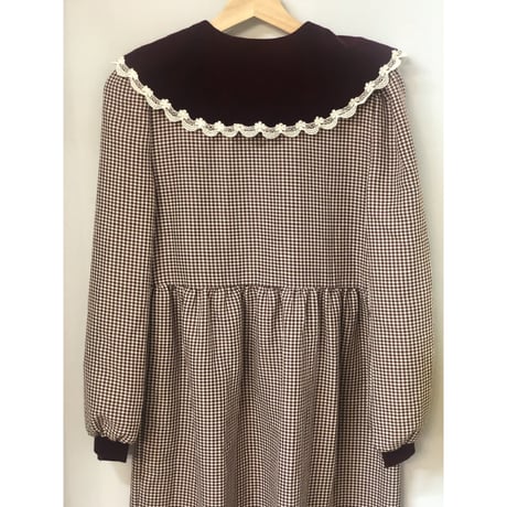 Vintage Velvet collar dress【01062】