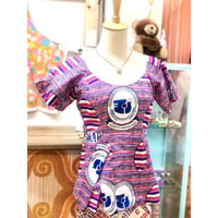 Pink×Purple african batik top【01175】