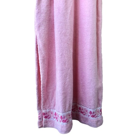 70s Pink pile maxi dress【01428】