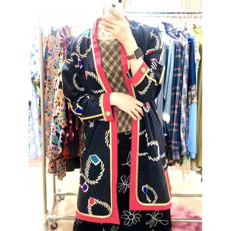 Jeanne Marc black length cardi jacket【00960】