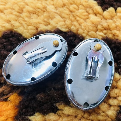 Vintage silver ovrl earring【00567】