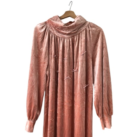 Pink volour maxi dress【01356】