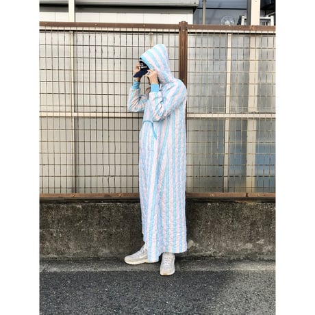 70s Sears Quilted hooded dress【01412】