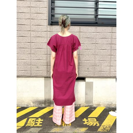 Vintage burgundy embroidery dress【01307】