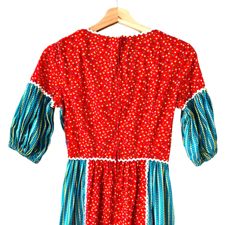 70s Balloon sleeve maxi dress【01308】
