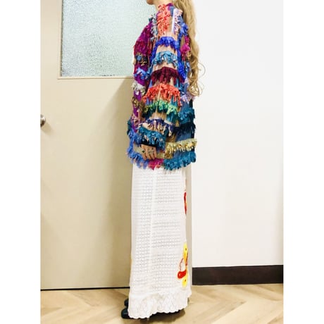 70s Floral patches maxi dress【00778】