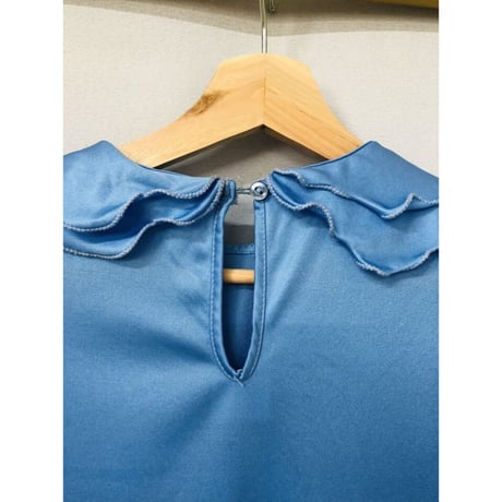 70s Sky blue ruffle blouse