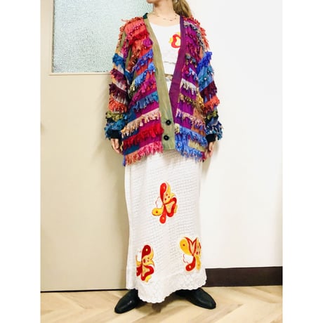 70s Floral patches maxi dress【00778】