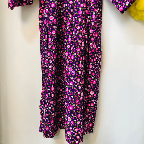 70s Handmade purple hippie maxi dress【01128】
