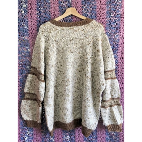 Brown design knit sweater【01338】