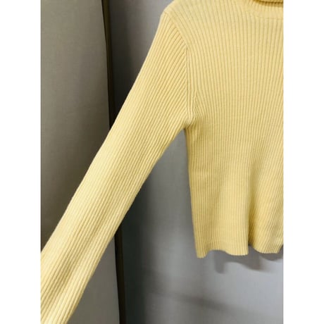DEAD STOCK Turtleneck knit sweater / Lemon【00738】