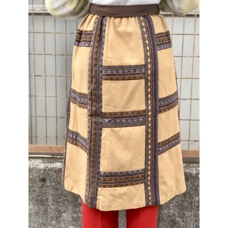 70s Mr. Hank Brown wool mix skirt【01415】