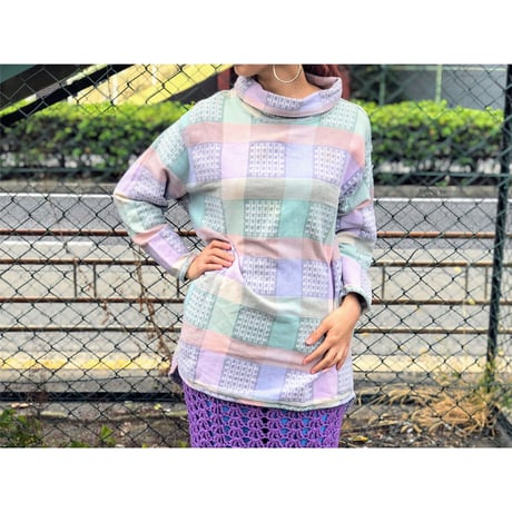 90s Pastel highneck top【00434】