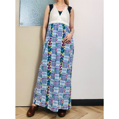 60s Halter maxi dress【00720】