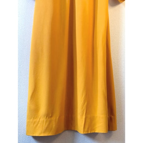 60s Handmade yellow maxi dress【00394】