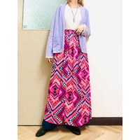 70s Psychedelic wrap maxi skirt【00853】
