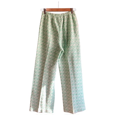 70s Green poly pants【01406】