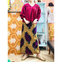 Vintage leaf pattern african batik skirt【01183】