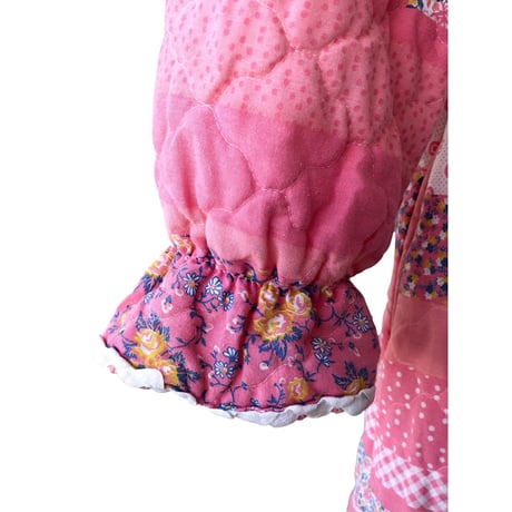 70s SEARS Quilted pink dress / gown【01404】