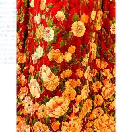 60s Quilted floral maxi dress【00194】