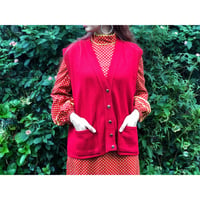 80s Red knit vest【00406】