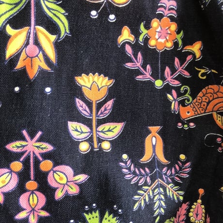 Vintage black floral flare pants【01403】
