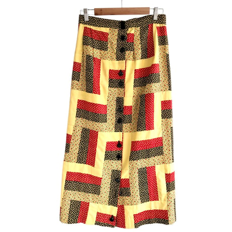 70s Patchwork maxi skirt【01304】
