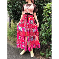 Vintage patchwork rayon skirt【00348】