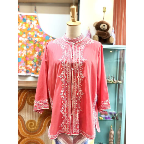 Caro of Honolulu Embroidered Blouse / Pink【01143】