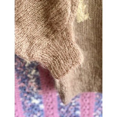 Brown design mohair knit sweater【01339】