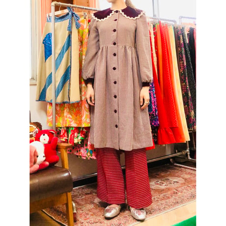 Vintage Velvet collar dress【01062】