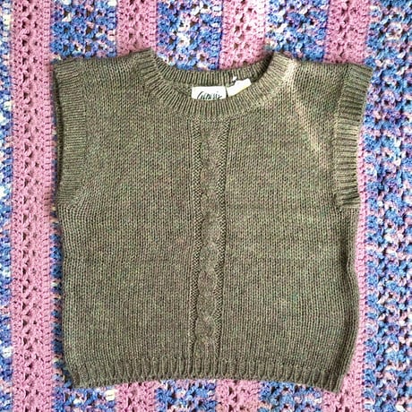 Brown knit vest【01373】