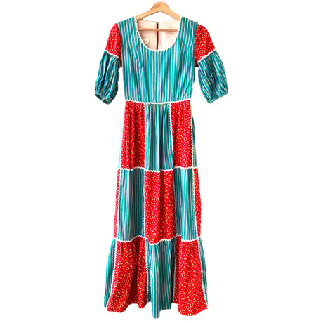 70s Balloon sleeve maxi dress【01308】