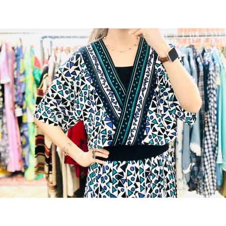 80s Geometric pattern 2pc【00947】