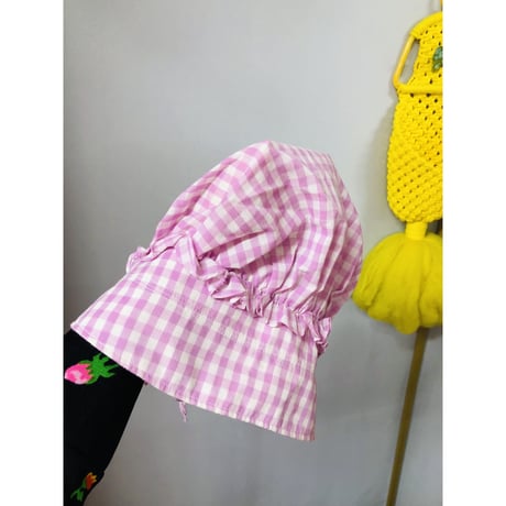 70s Purple gingham maxi dress with bonnet【00926】
