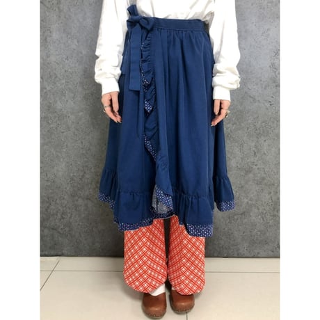 70s Handmade wrap skirt【01457】