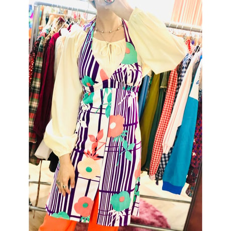 60s Halter mini dress【00969】