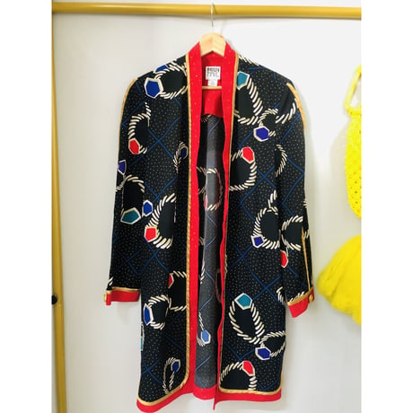 Jeanne Marc black length cardi jacket【00960】