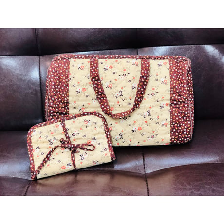 70s Floral quilted bag with mini wallet【00580】