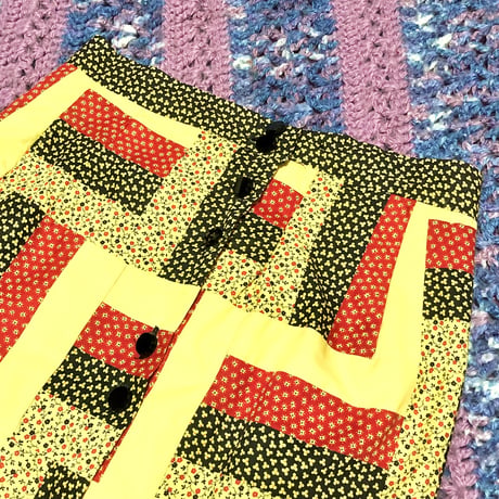 70s Patchwork maxi skirt【01304】