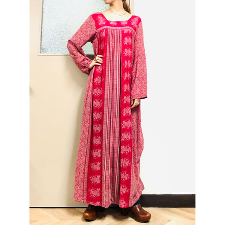 70s Indian cotton maxi dress【00874】